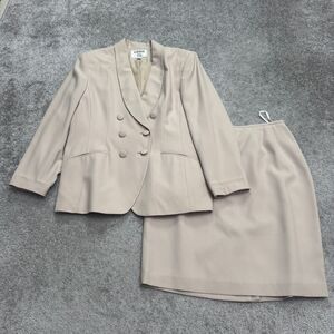 Kasper Vintage Y2K 2Pc Set Pencil Skirt Suit Blazer Jacket Women 14P Nude Work